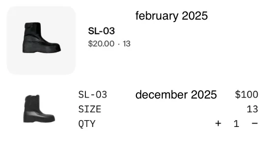 comparison price of yeezy boots sl-03, 20$ to 100$