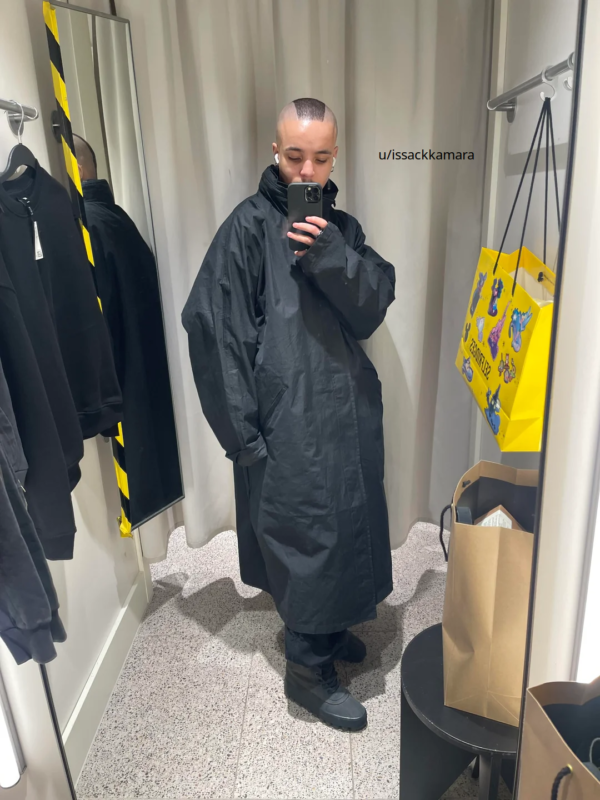 Man wearing the Yeezy raincoat RC-03