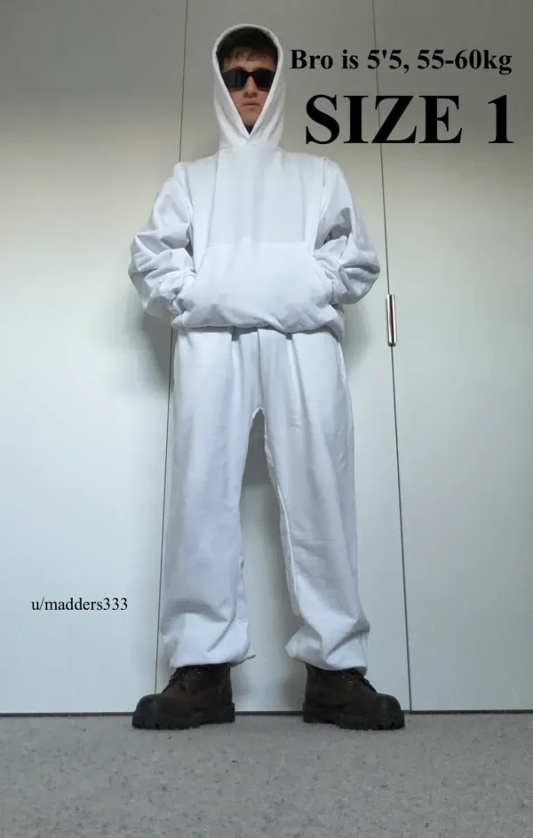 Yeezy Hoodie HD-01 White SIZE 1 on body picture