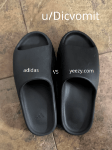 Yeezy YZY slides comparison, adidas vs ys-01