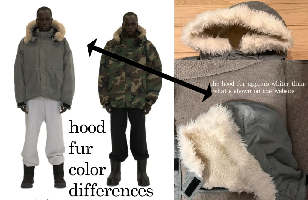 hood fur comparison yeezy PK-01 website vs real life