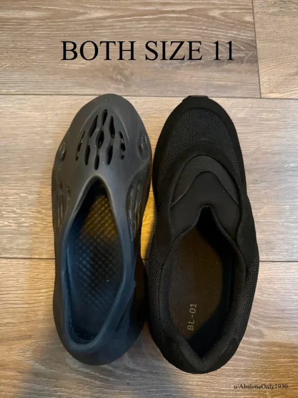 Yeezy YZY Sneakers BL-01 Comparison with Adidas Foam Runner both Size 11