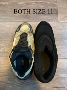 Yeezy YZY Sneakers BL-01 Comparison with Adidas Yeezy 700 MNVN both Size 11