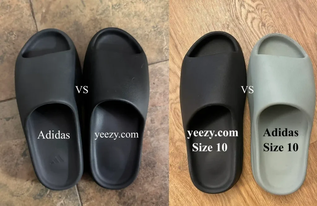 Comparison between the Adidas Yeezy Slides and the Yeezy.com YS-01 Slides