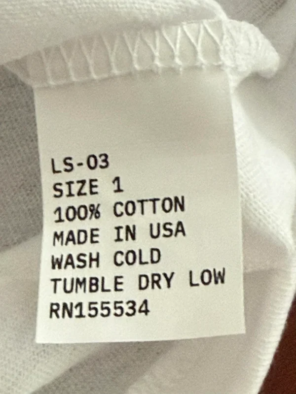 Yeezy YZY White LS-03 Size 1 Tag