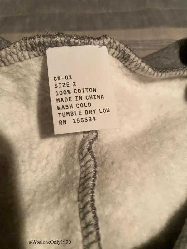 Yeezy Yzy CN-01 Crewneck Size 2 Tag
