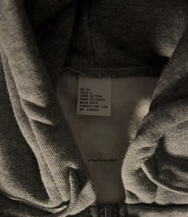 Yeezy YZY Gray Hoodie HD-04 Tag Size 2