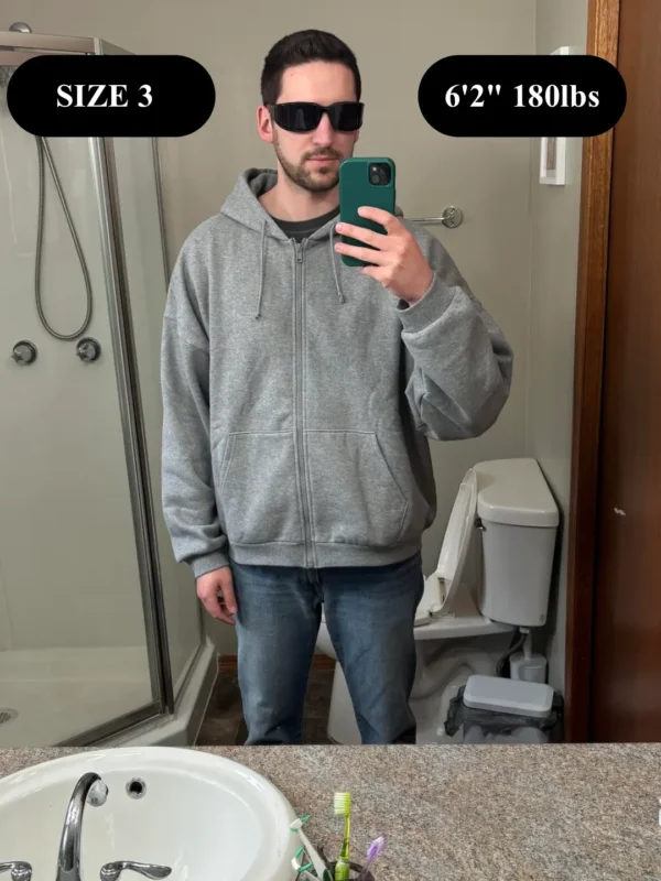Yeezy YZY Gray Hoodie HD-04 Size 3 On-Body Front View