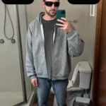 Yeezy YZY Gray Hoodie HD-04 Size 3 On-Body Front View