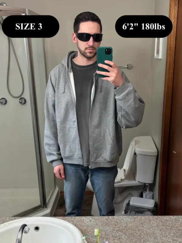 Yeezy YZY Gray Hoodie HD-04 Size 3 On-Body Front View
