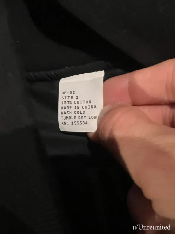 Yeezy YZY Bomber BB-02 Size 1 Tag