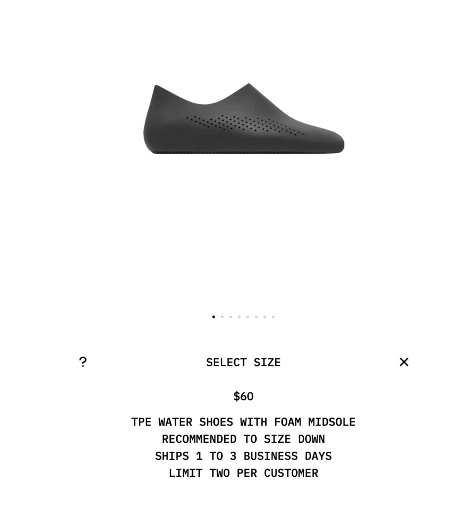 yeezy official recommendation to size down for the yeezy aq-01 water shoes