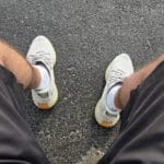 Yeezy 350 V2 Sesame on feet, photo by Reddit user u/Jackal2020