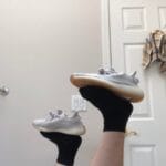 Yeezy 350 V2 Sesame on feet, photo by Reddit user u/JustAndNguyen