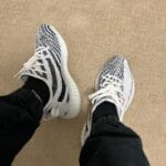 Yeezy 350 V2 Zebra on feet, photo by Reddit user u/Cachors