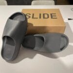 Yeezy Slide Granite on feet, photo by Reddit user u/obs97ear