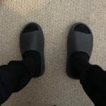 Yeezy Slide Onyx on feet, photo by Reddit user u/Kicka14